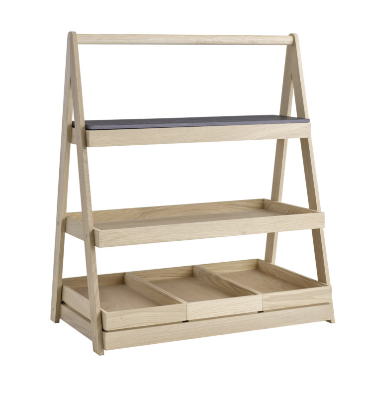 étagère 3 niveaux GN1/2, 1/2 et 2/4 chêne 55,5x32,5x64 cm Valo Aps