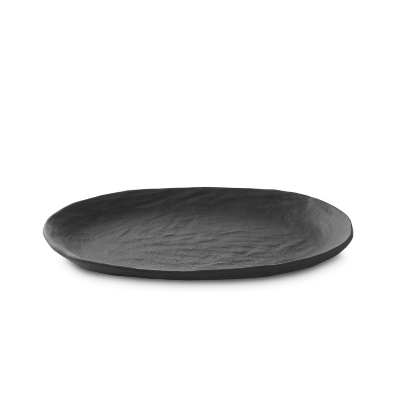 Assiette coupe plate ovale Noir brut porcelaine culinaire 24,5x13,5 cm Yli Revol