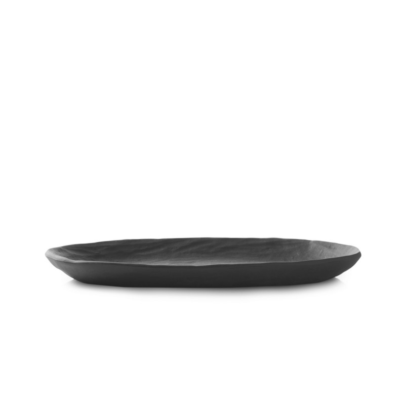 Assiette coupe plate ovale Noir brut porcelaine culinaire 24,5x13,5 cm Yli Revol