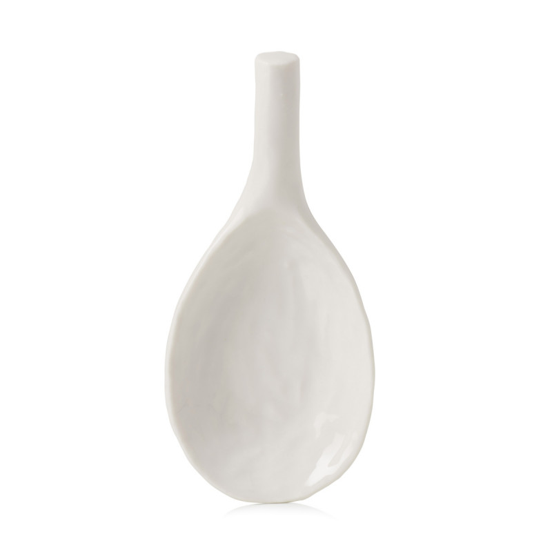 Cuillère amuse-bouche irrégulier Blanc albâtre porcelaine culinaire 9 cm Yli Revol