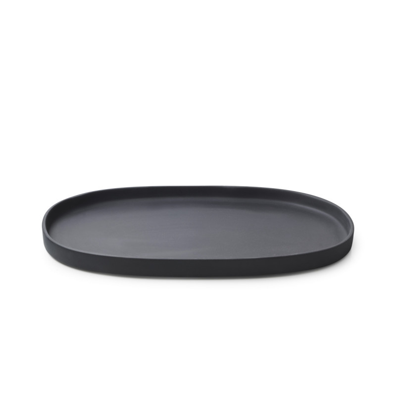 Assiette plate ovale noir porcelaine culinaire 35,5x21,8 cm Caractère Revol