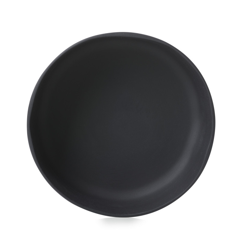 Assiette à bord droit rond noir porcelaine culinaire Ø 17 cm Caractère Revol
