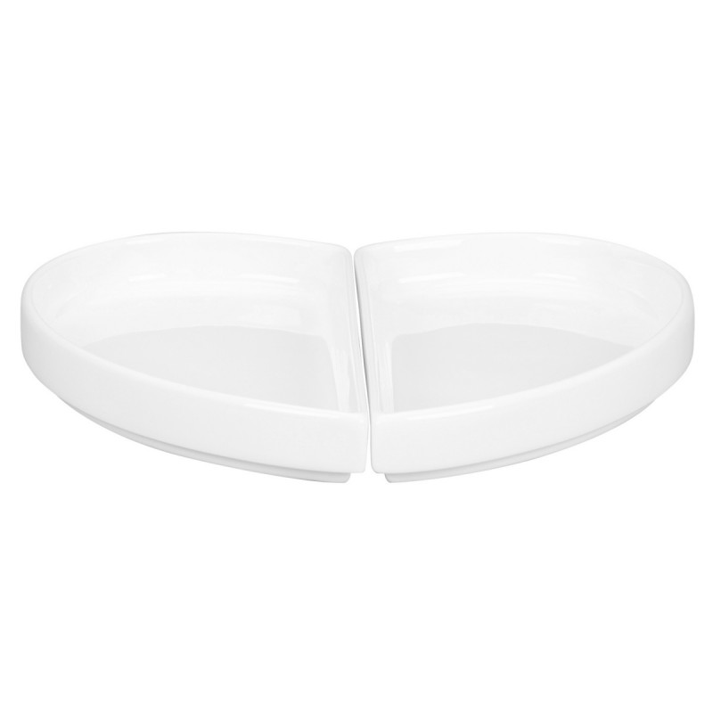 Assiette plate partie gauche blanc porcelaine 10x18 cm Cliché Rak