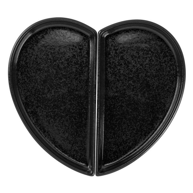 Assiette plate partie gauche noir porcelaine 10x18 cm Cliché Rak