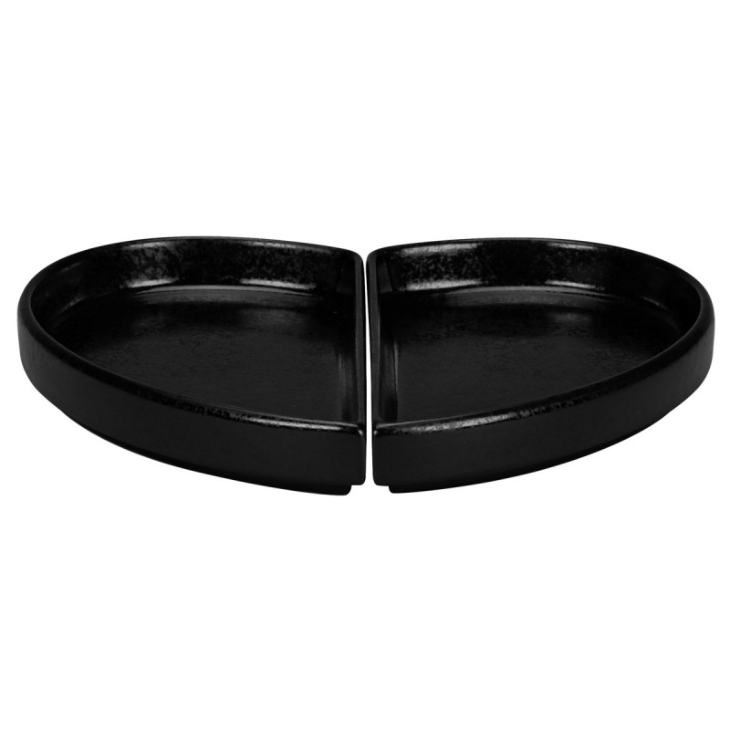 Assiette plate partie droite noir porcelaine 10x18 cm Cliché Rak