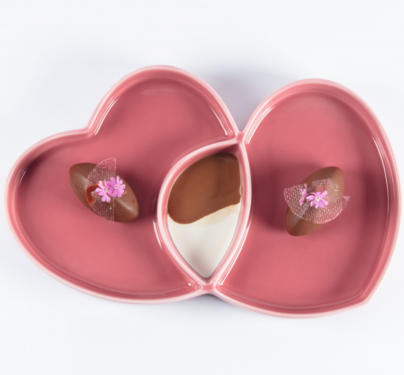 Assiette creuse double rose porcelaine 29x26,4 cm Cliché Rak
