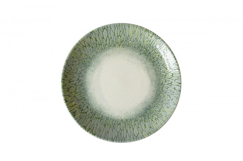 Assiette coupe vert porcelaine vitrifiée Ø 23 cm Butterfly Dudson
