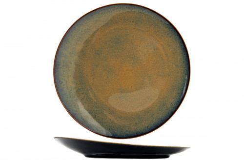 Assiette plate à bord incurvé rond noir porcelaine Ø 24 cm Bogota Proof